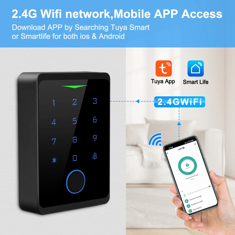 Elecpow Tuya Access Control System Kits 2.4G Wifi  Waterproof RFID Fingerprint Keypad Electric Door Magnetic Lock Strike Lock