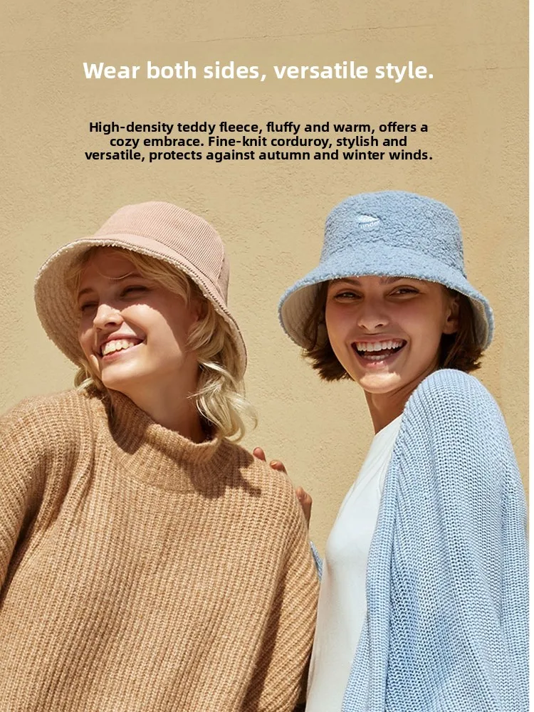 warm-fleece-double-sided-women's-fisherman-hat-face-slimming-autumn-winter-fashionable-casual-anti-cold-cap-buxia-brand