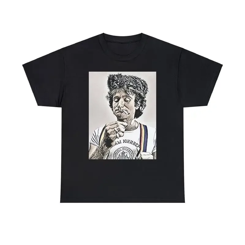 Robin Williams Print Crew Neck Heavy Cotton T Shirt