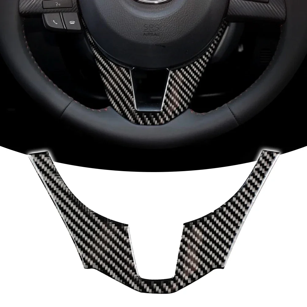 

Carbon Fiber Car Interior Steering Wheel Trim Cover Stickers for Mazda 3 Axela 2014 2015 2016 Car Accessories Interiors