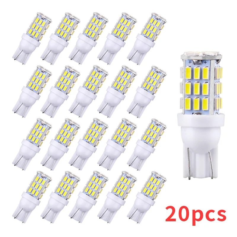 

20pcs T10 Led Bulbs 42SMD 3014 Car Lights Auto Interior Dome Reading License Plate Map Parking DRL RV Lights 921 194 168 DC12V