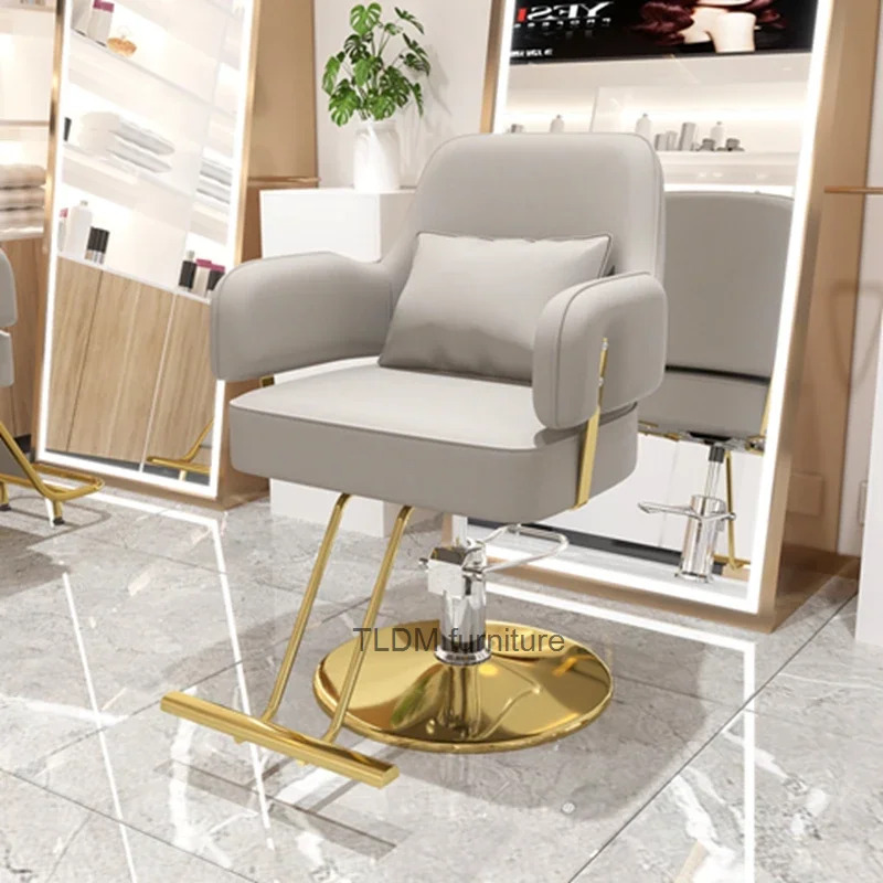 

Aesthetic Beauty Salon Chair Swivel Golden Rotating Pedicure Barbers Armchairs Stylist Sillas Giratoria Salon Furniture MQ50BC