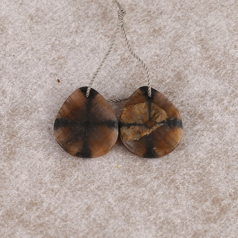 Natural Stone Chiastolite Water Drop Earrings Beads Fashion Jewelry Ear Accessory for Women