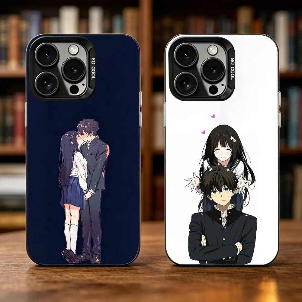 

Hot Cartoon H-Hyouka Phone Case For iPhone 17,16,15,14,13,12,11 Plus,Pro Max,XS,Colorful Silver Phone case Funda Cover