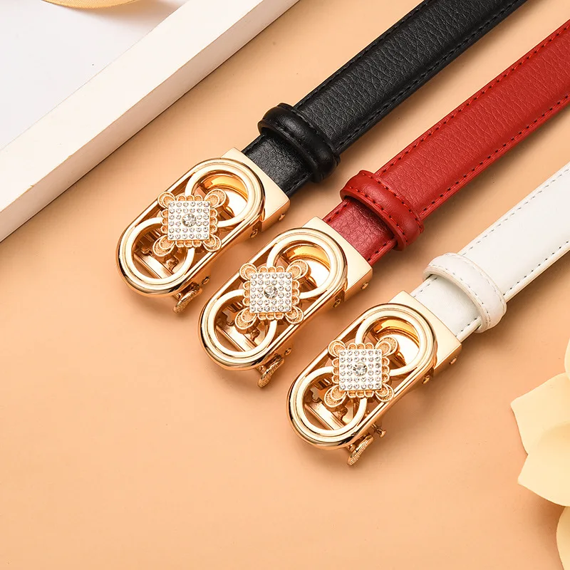 2026 New Women\'s Red Heart Shape Belts, Automatic Buckle Belt, White Black Girls Fashion Cinturon Male Waistband