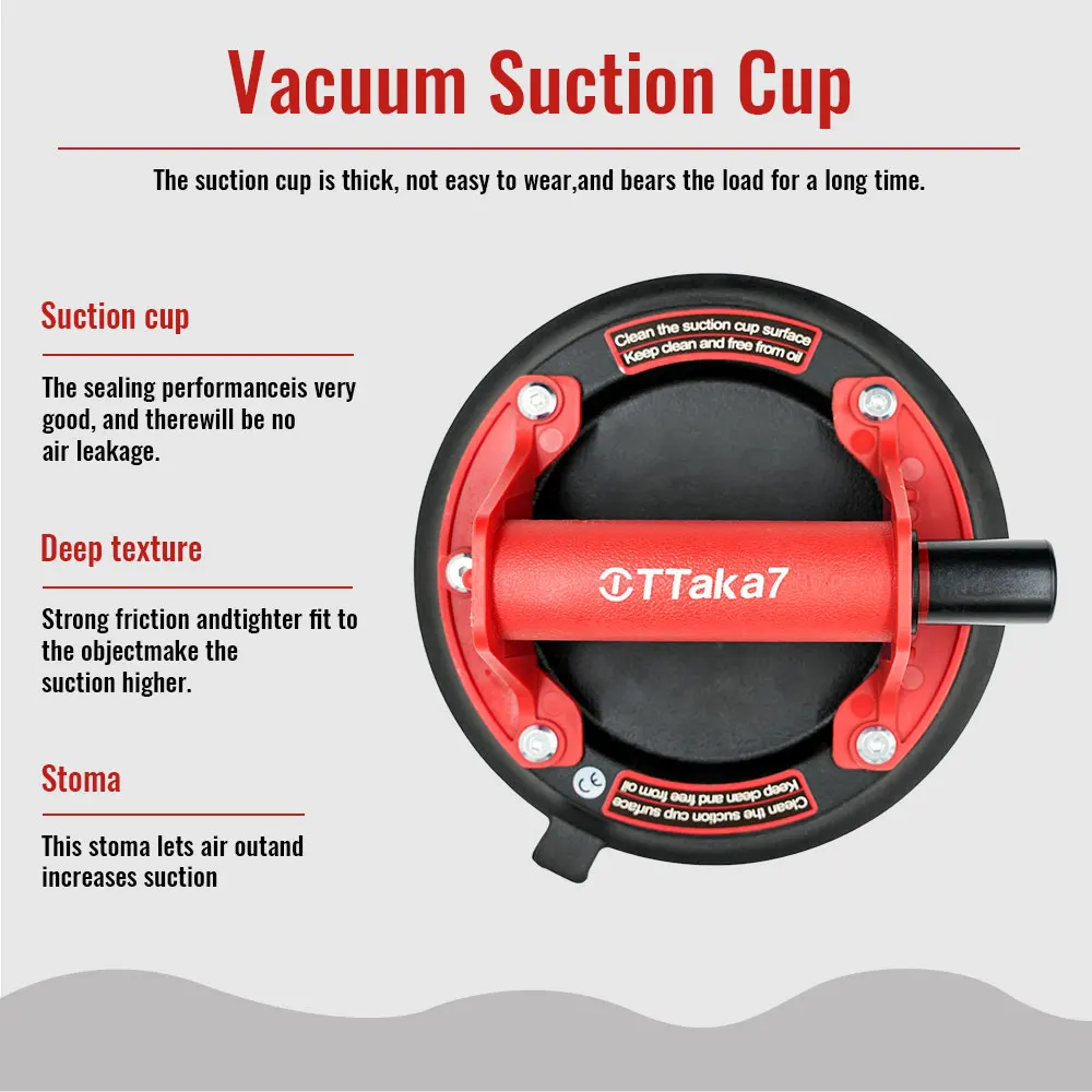 Manual lifting sucker 200KG/ 440 lb load, thick rubber soles, large glass, tile, windscreen - replaceable tool