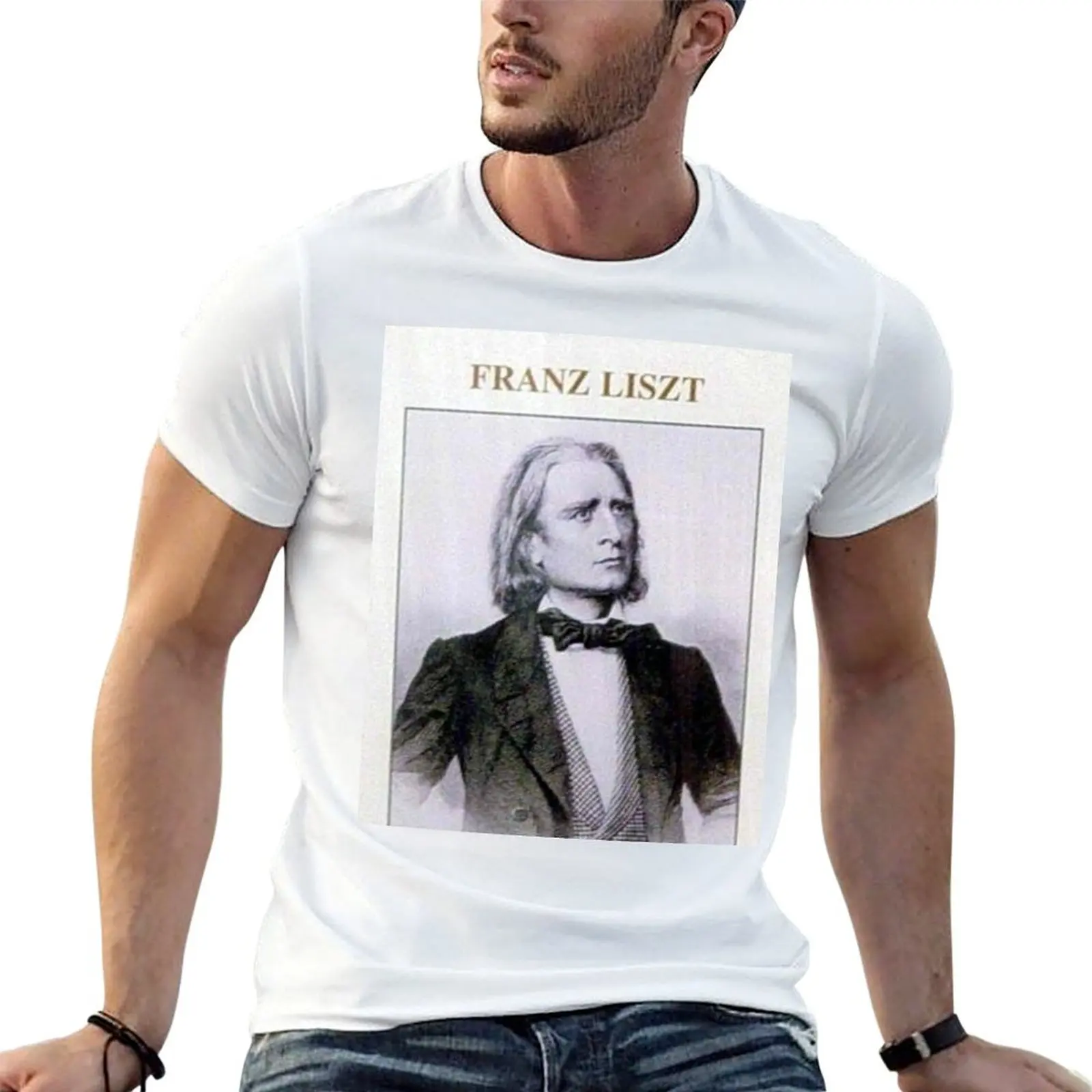 Franz Liszt, Liszt, compositor, romántico, piano, camiseta con retrato, camiseta para hombre, camiseta de algodón de lujo, paquete de camisetas para hombre
