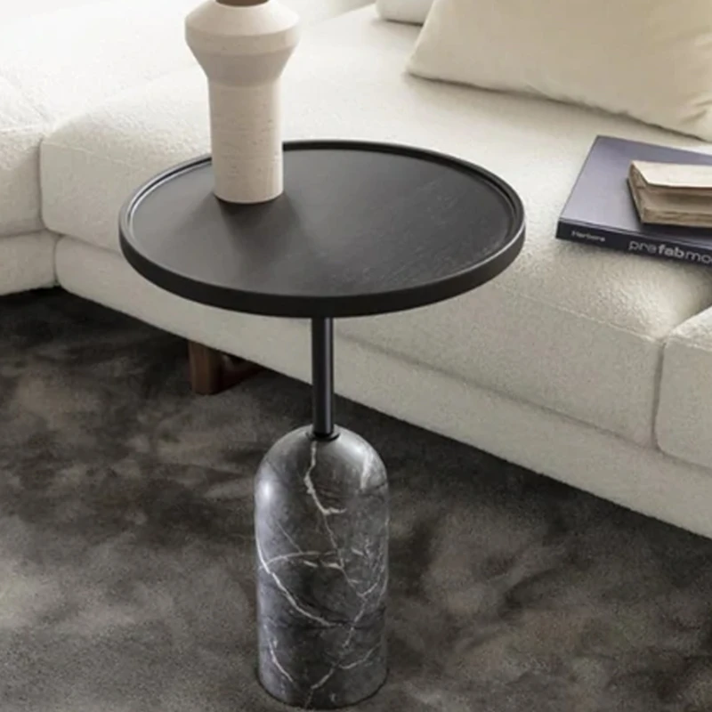 Modern Japanese Pedestal Cafe Dining Wooden Natural Marble Square Wholesale Customizable Side Coffee Table