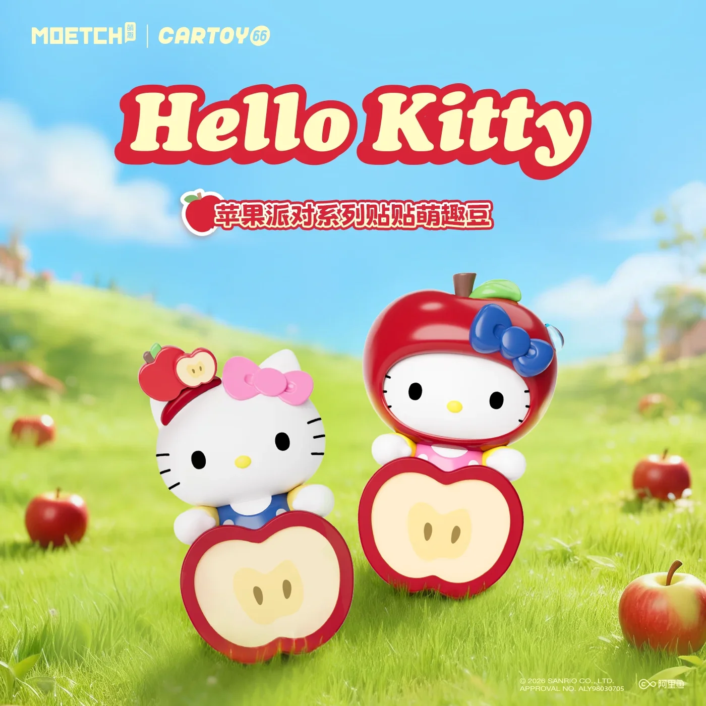 Image of Moetch Niedliche Hello Kitty Apple Party Mystery Blind Box Geschenke Spielzeugmodell Anime-Figuren Sammelornamente