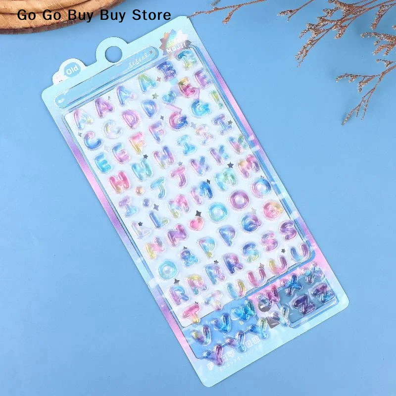 Colorful 3D Cartoon Alphabet Relief Sticker self-adhesive DIY Journal Planner Photo Decoration Student Reward Sticker Stationery