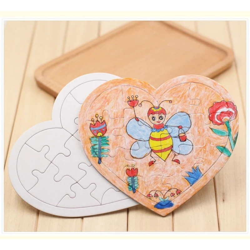 4 SZT. Puste Puzzle Interaktywne Zabawki Edukacyjne DIY Materiały do Rękodzieła do Kolorowania, Rysowania i Bazgrołów Kreatywne Puste Puzzle do Samodzielnego Wykonania