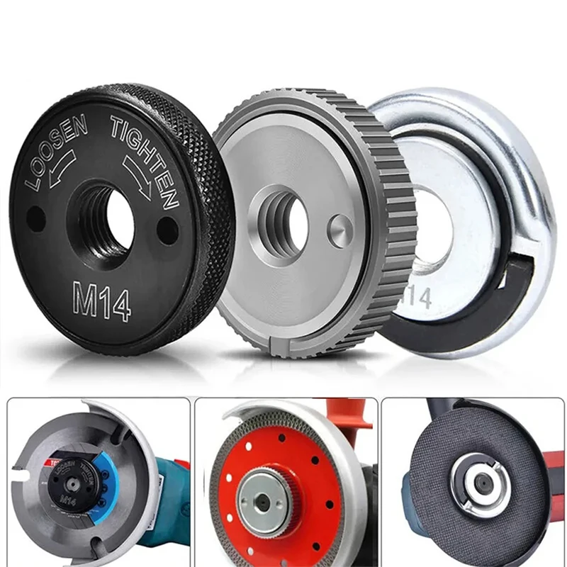 Quick Release Thread Angle Grinder Self-Locking Pressing Plate M10 M14 5/8-11 Platen Power Chuck Clamping Flange Nut Tools Parts