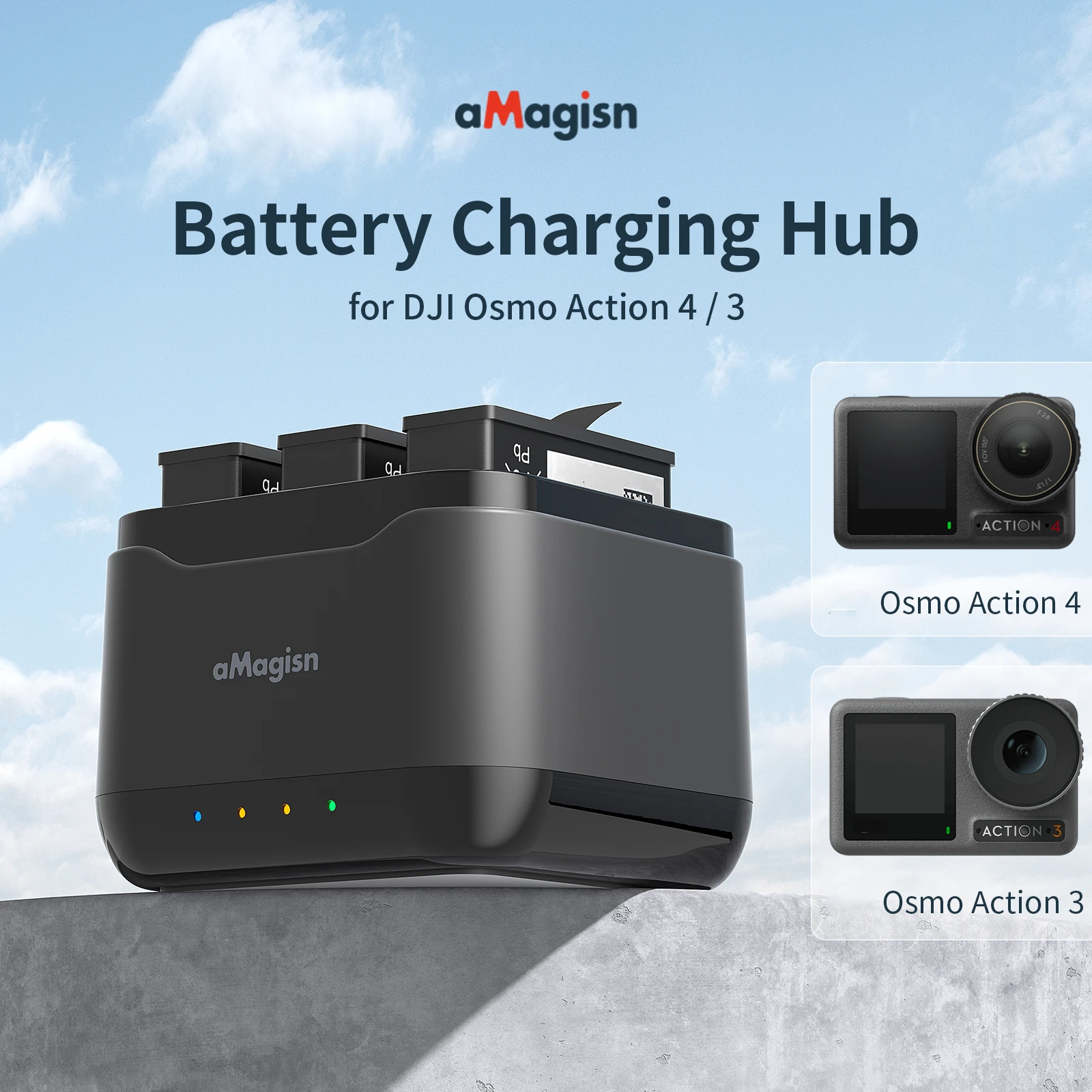 

For DJI Action 4/3 Battery Fast Charging Box for DJI Action 4 Charger Accessories