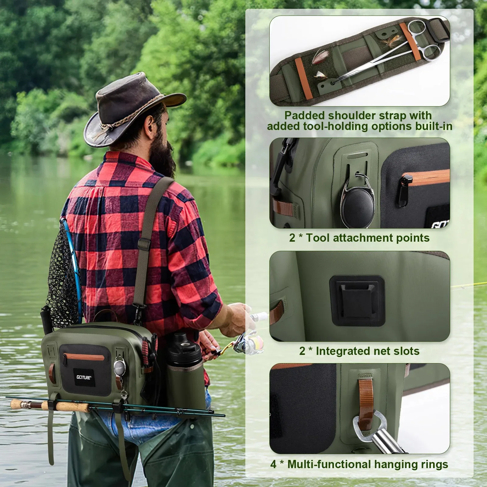 Ultra Light Waterproof Fly Fishing Waist Bag quality Fishing Tackle Rod Hand Net Storage Tool Accessory Bag 34.5x23x13cm