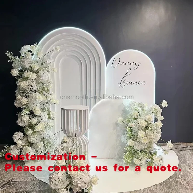 

Customize.SMOOTH Led Light Acrylic White Background Decoration Wedding Backdrop Wall Party Banquet Decoration