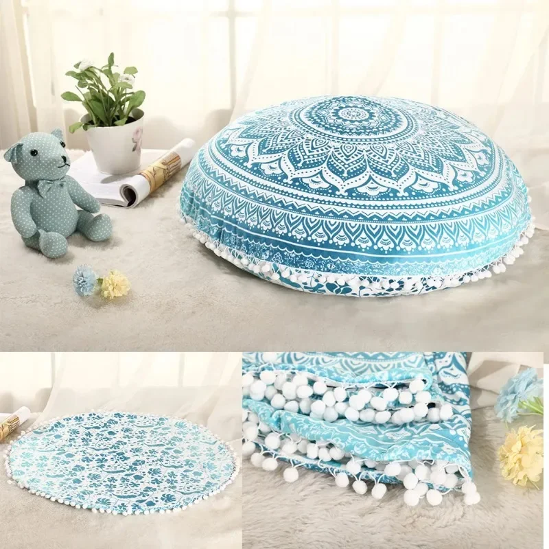 45CM Round Mandala Pattern Pillowcase Bohemian Cushion Cover Boho Floor Cushion Pillows Cover Case Home Decoratio