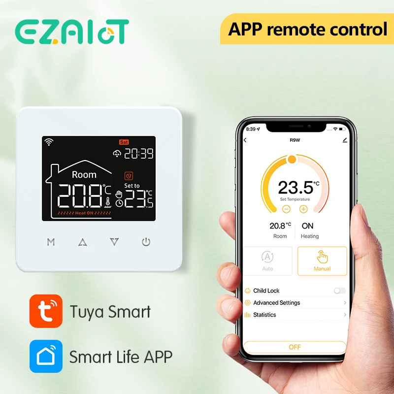 Termorregulador de calefacción de suelo caliente con WiFi, controlador de calentador de temperatura inteligente, termostato para el hogar,