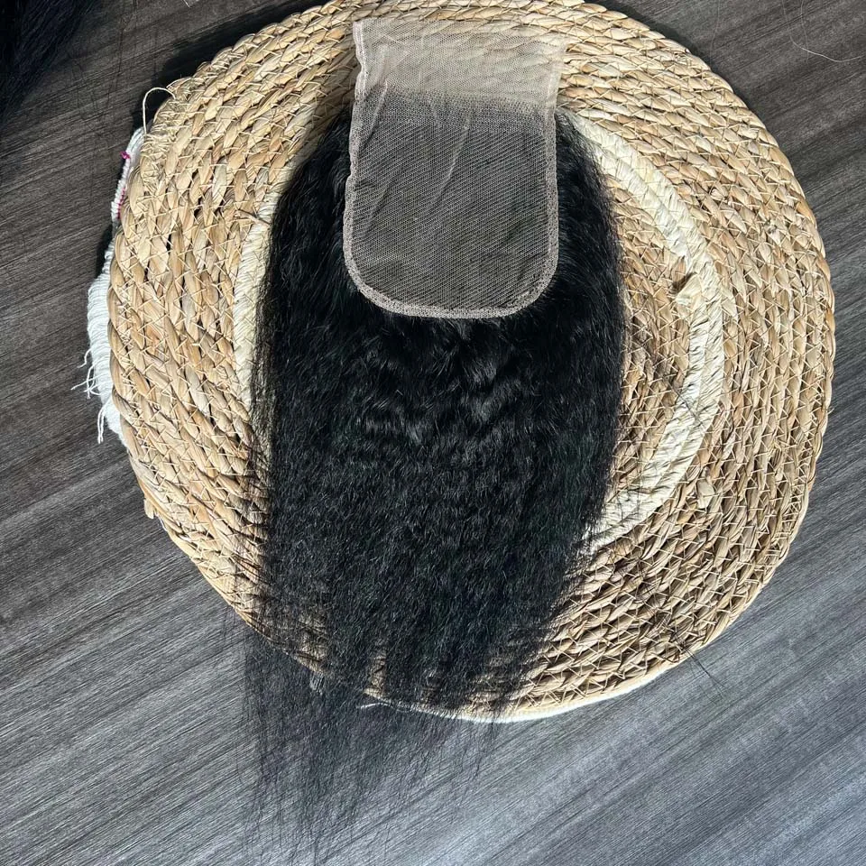 BINF HD 13x4 Lace Frontal Kinky Straight, vorgezupft, 4x4 Swiss Full Closure, nur in Naturalschwarz, Remy Echthaar – Detail 15