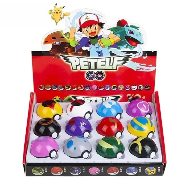 12 Stück Pokemon-Figuren Pokeball-Spielzeug Pikachu Charmander Anime-Figuren Kawaii-Puppen Sammelzubehör Kindergeburtstagsgeschenke Dekoration