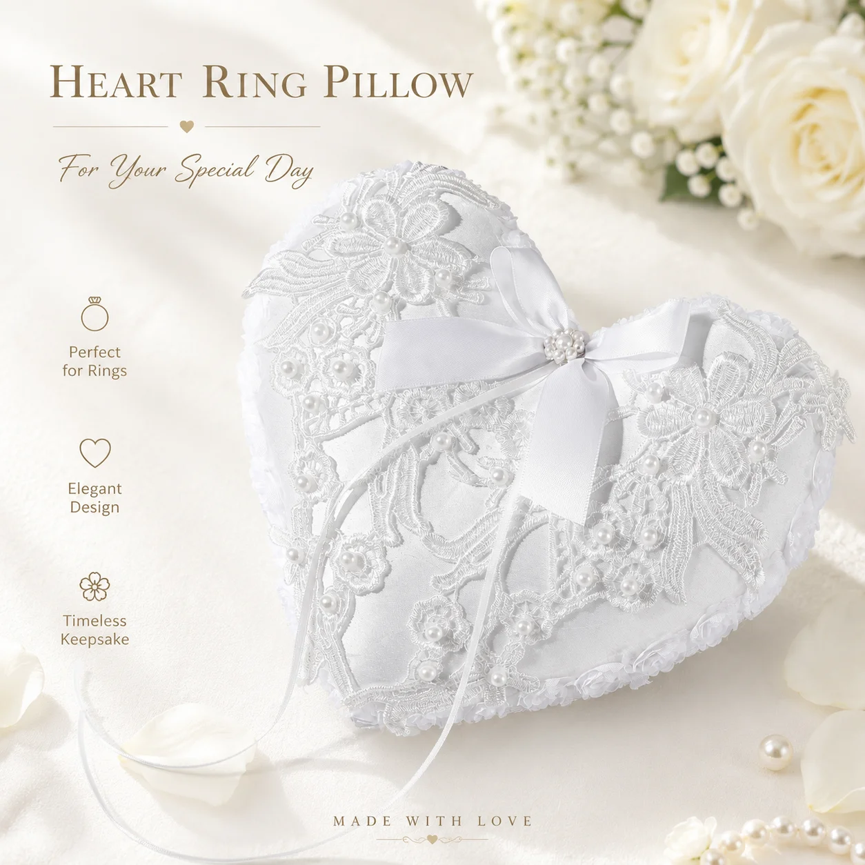 Elegant Lace Applique Ring Bea - огляд і ціна Ring Bearer Pillow