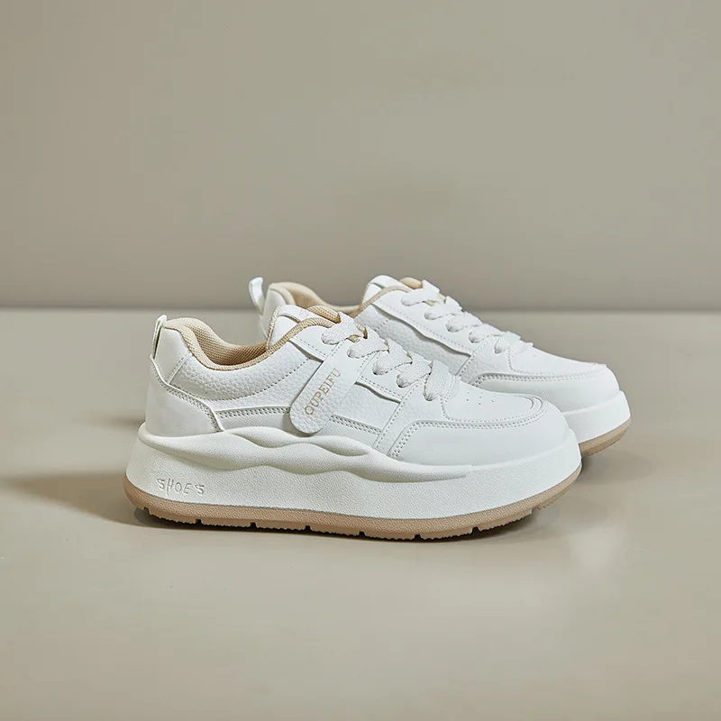 New Spring & Summer Women Shoes Fashion PU Leather Thick-Soled Increase Girls Sneakers Breathable Sports Casual Size 35-40