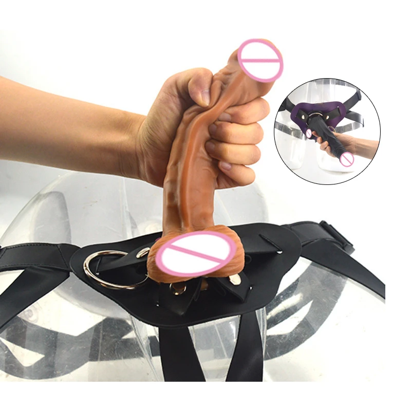 

Strapon Realistic Dildos Suction Anal Silicone Leather Belt Sex Products Harness Penis Wearing On Adjustable Pants Lesbian Toys