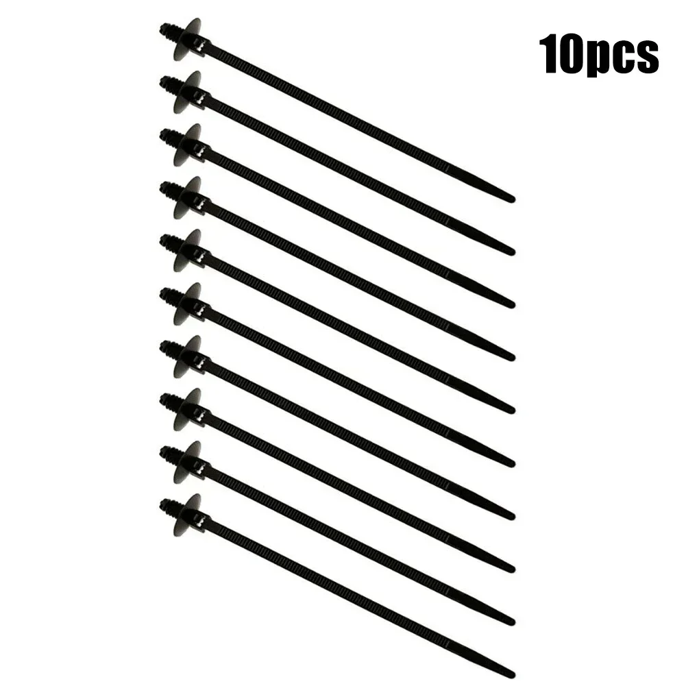 10pcs Fir Tree Push In Releasable Wiring Loom Cable Zip Tie Wrap Car Boat Traile Black Nylon Cable Tie Bundled Wire Band