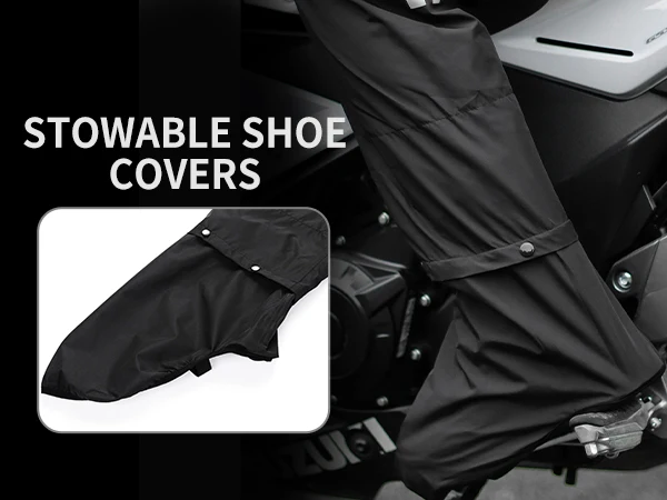 WOSAWE Motorrad-Regenhose, Outdoor-Regenschutzhose mit Überschuhe, wasserdichte Regenhose zum Angeln, Radfahren, Wandern – Detail 11