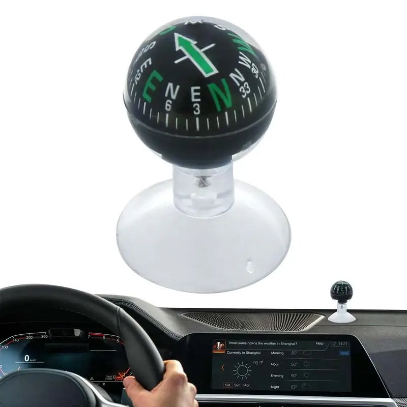 Car Compass Waterproof Vehicle Navigation Ball Shaped Car Compass with Suction Cup Auto Dashboard Ornaments Car Accessories