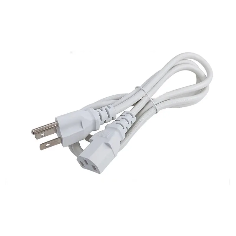 White standard three-hole C13 tail power cord American standard computer host desktop TV Rice Cooker machine plug 1.5 meters