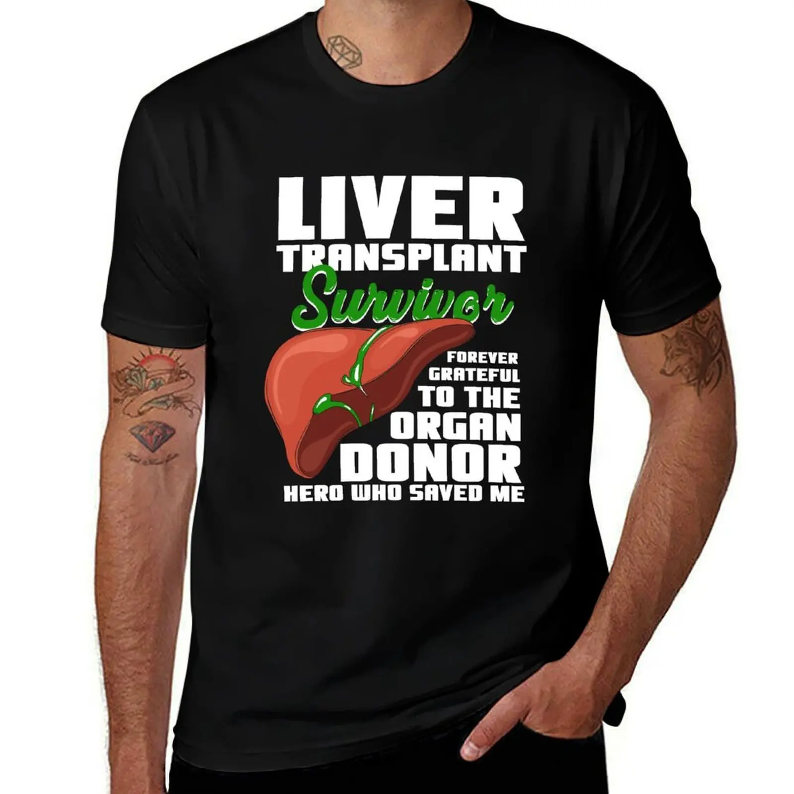 Grateful Liver Transplant Survivor T-Shirt Big and Tall Basic Tee Shirt T-Shirt