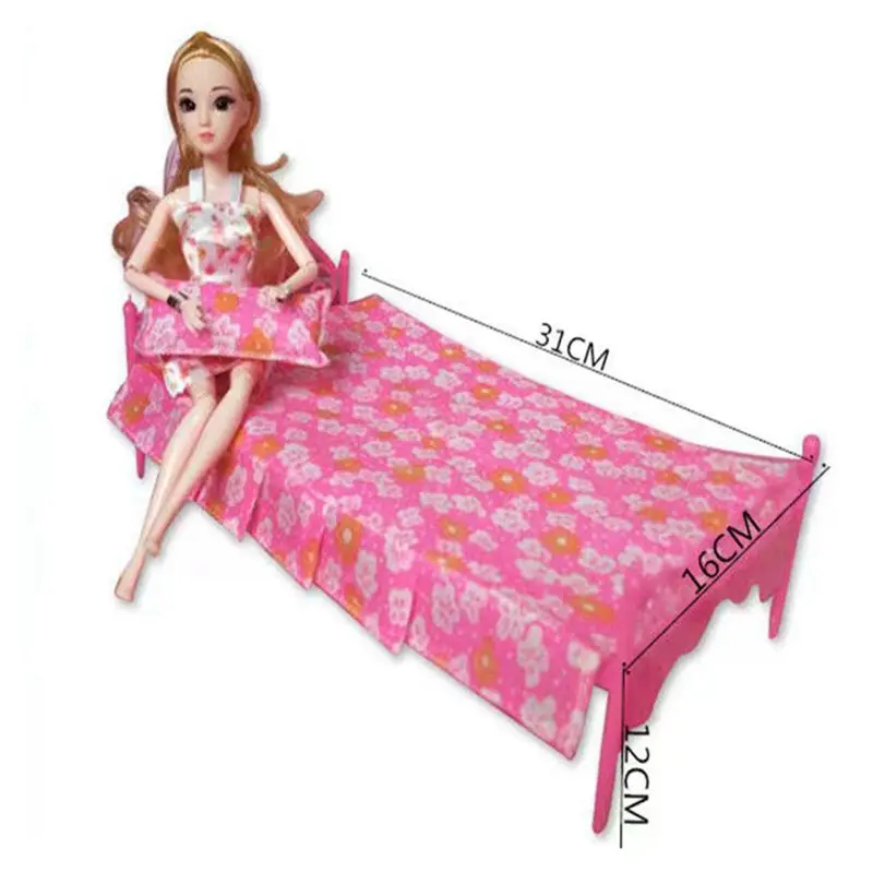 Doll Bed Kawaii Miniature Items Kids Toys Fast Shipping Dollhouse Furniture For Barbie DIY Girl Children Birthday Christmas Gift