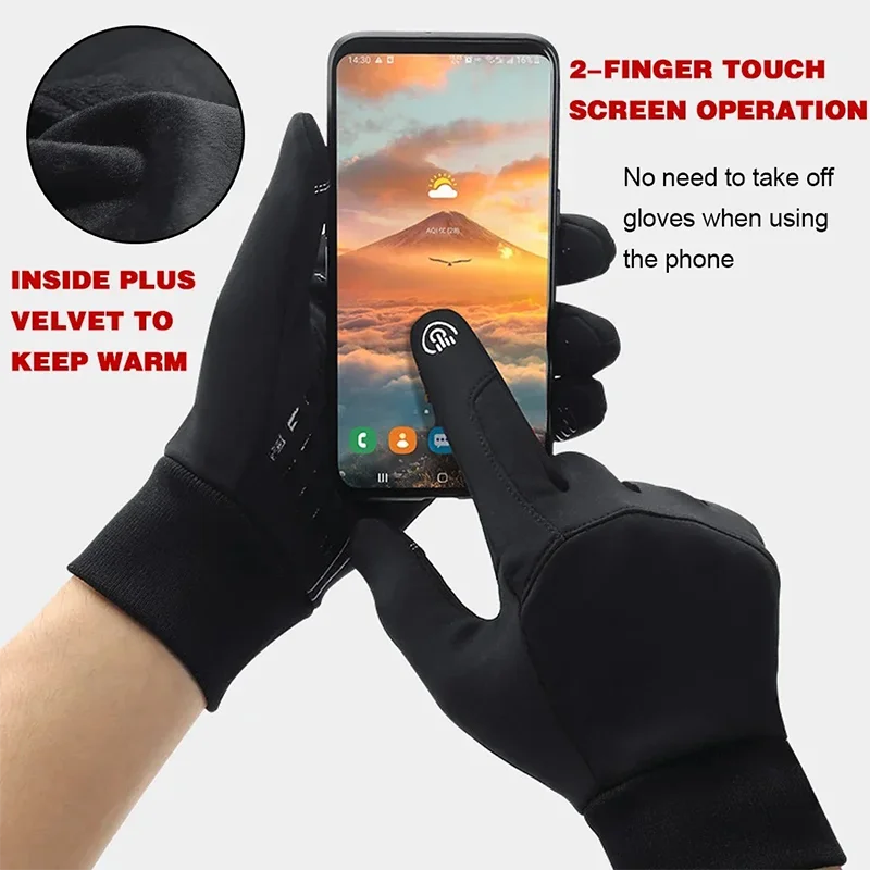 Autumn Winter Warm Gloves for Unisex Outdoor Cycling Sports Touch Screen Waterproof Windproof Anti Slip Gloves Running Skiing