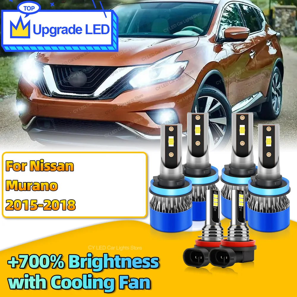 

6Pcs 30000LM LED Headlights Canbus Car Lamp H11 Auto Fog Light Bulb For Nissan Murano 2015 2016 2017 2018 6000K CSP Chip
