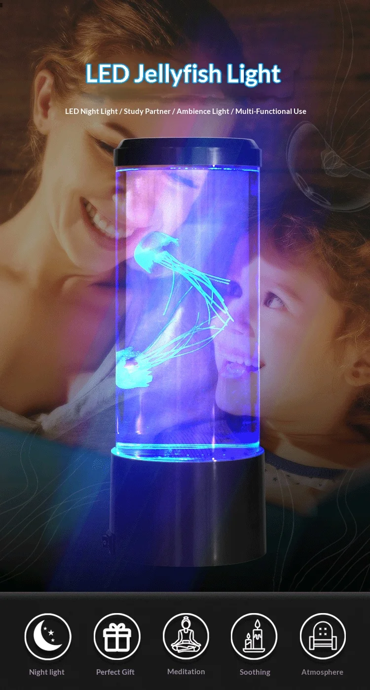 Jellyfish Lamp LED Remote Control Color Changing Aquarium Light With 8 Colors Home Decoration Lights Night Lights Pet Supplies