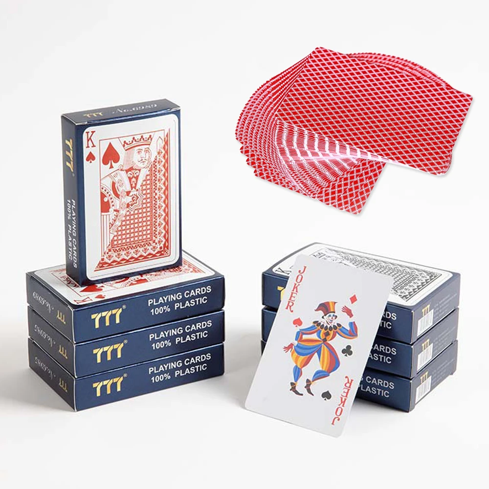 أوراق اللعب البلاستيكية الضيقة الجديدة سميكة 30 الحرير PVC متجمد بوكر مقاوم للماء خط كبير منضدية لعبة أوراق اللعب
