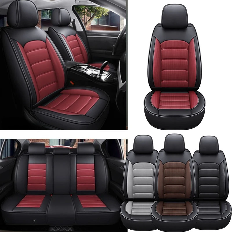 

Простые чехлы на 5-местные автомобильные сиденья с полным покрытием — перфорированная искусственная кожа, дышащие, удобные и прочные, всесезонные, универсальные