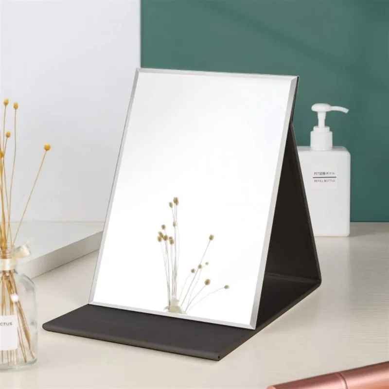 Miroir grand miroir de maquillage Super HD Portable, Angle multi-support, mains libres/portátil/miroir pliable de table 6,9x4,9 pouces