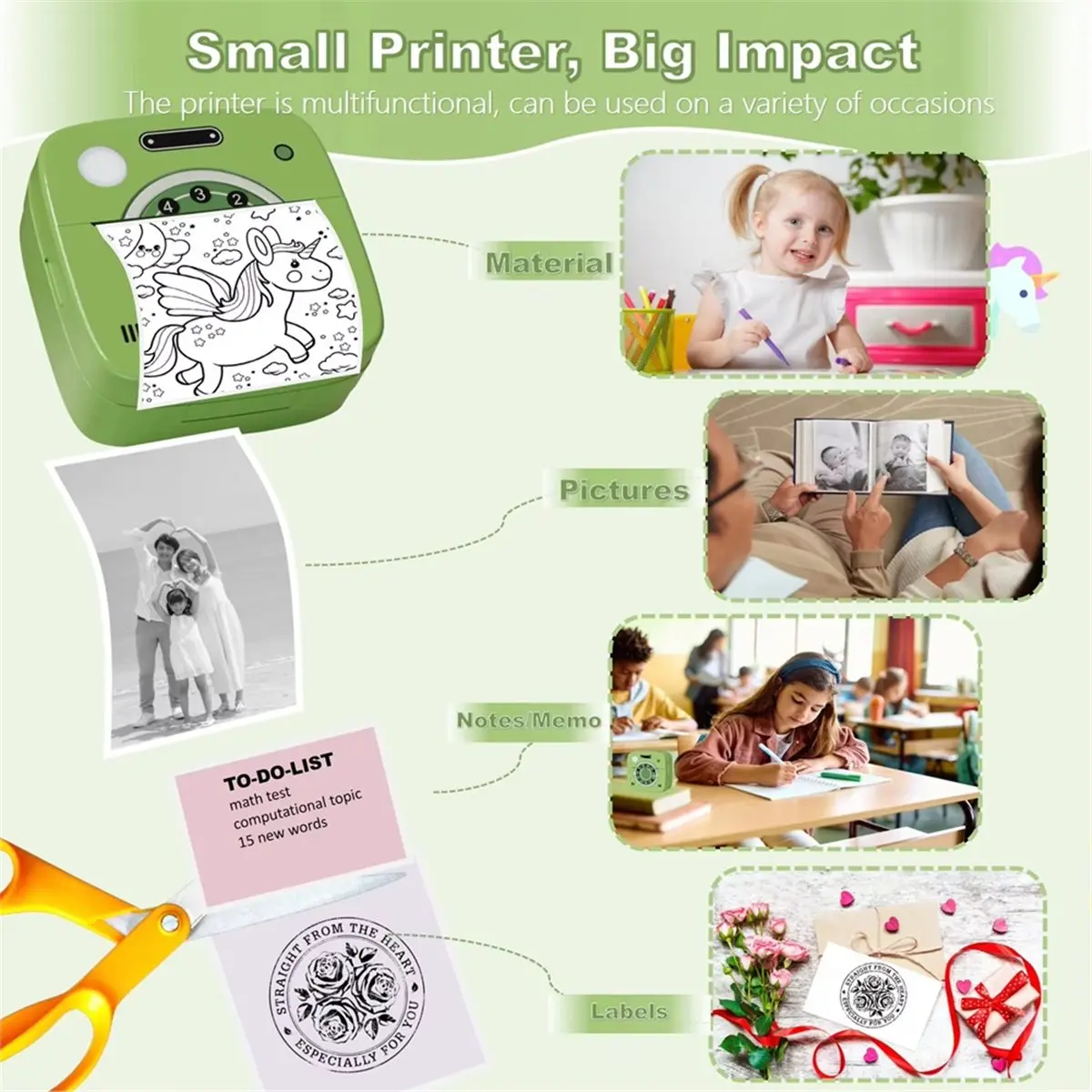 【ELEVATE LIFE】M1 Photo Pocket Printer Bluetooth Mini Printers Sticker Thermal Printing for Kitchen School