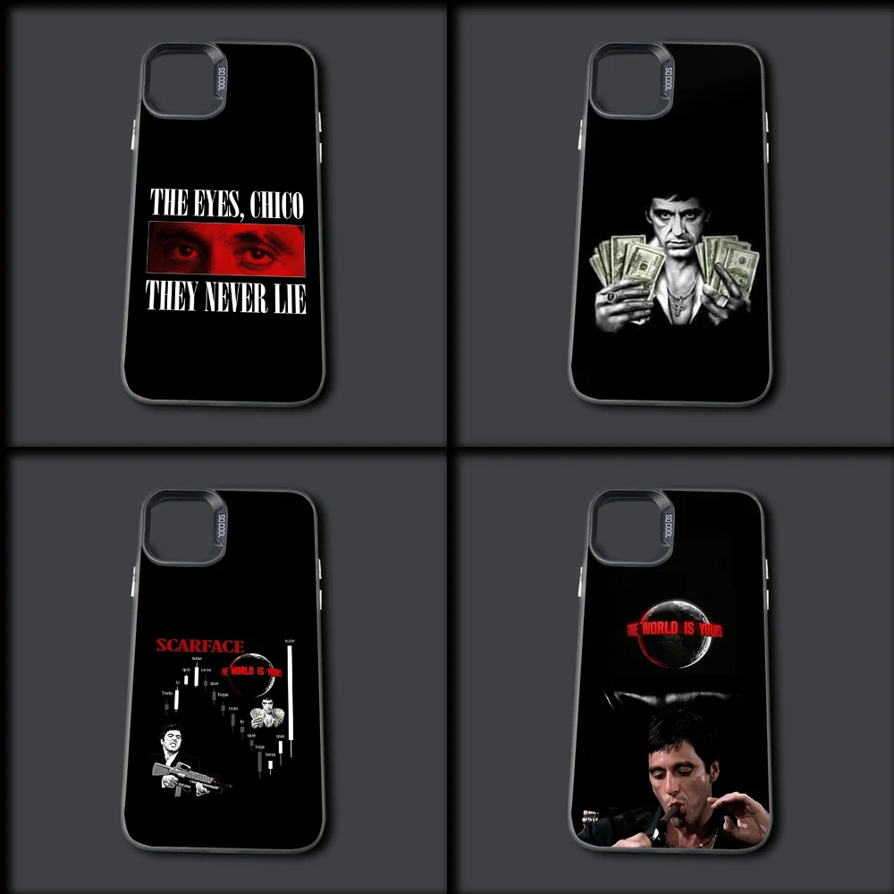 

S-Scarfaces Tony M-Montana Phone Case For iPhone 16,15,14,13,12,11,Mini,Pro,MAX Gray Drop Matte Shockproof Soft Cover