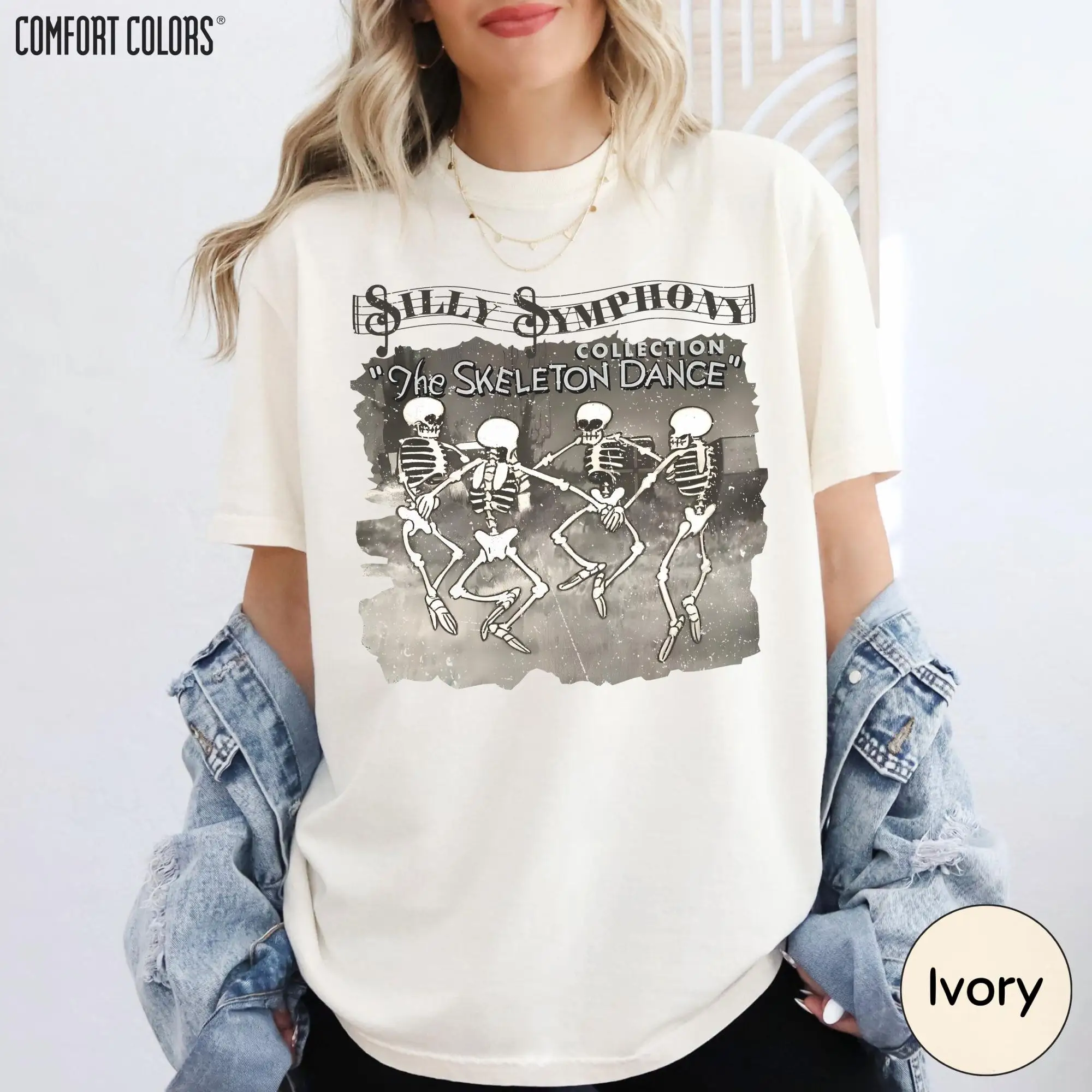 Vintage Silly Symphony Skeleton Dance Colors Shirt, Retro The Skeleton Dance Halloween Tee