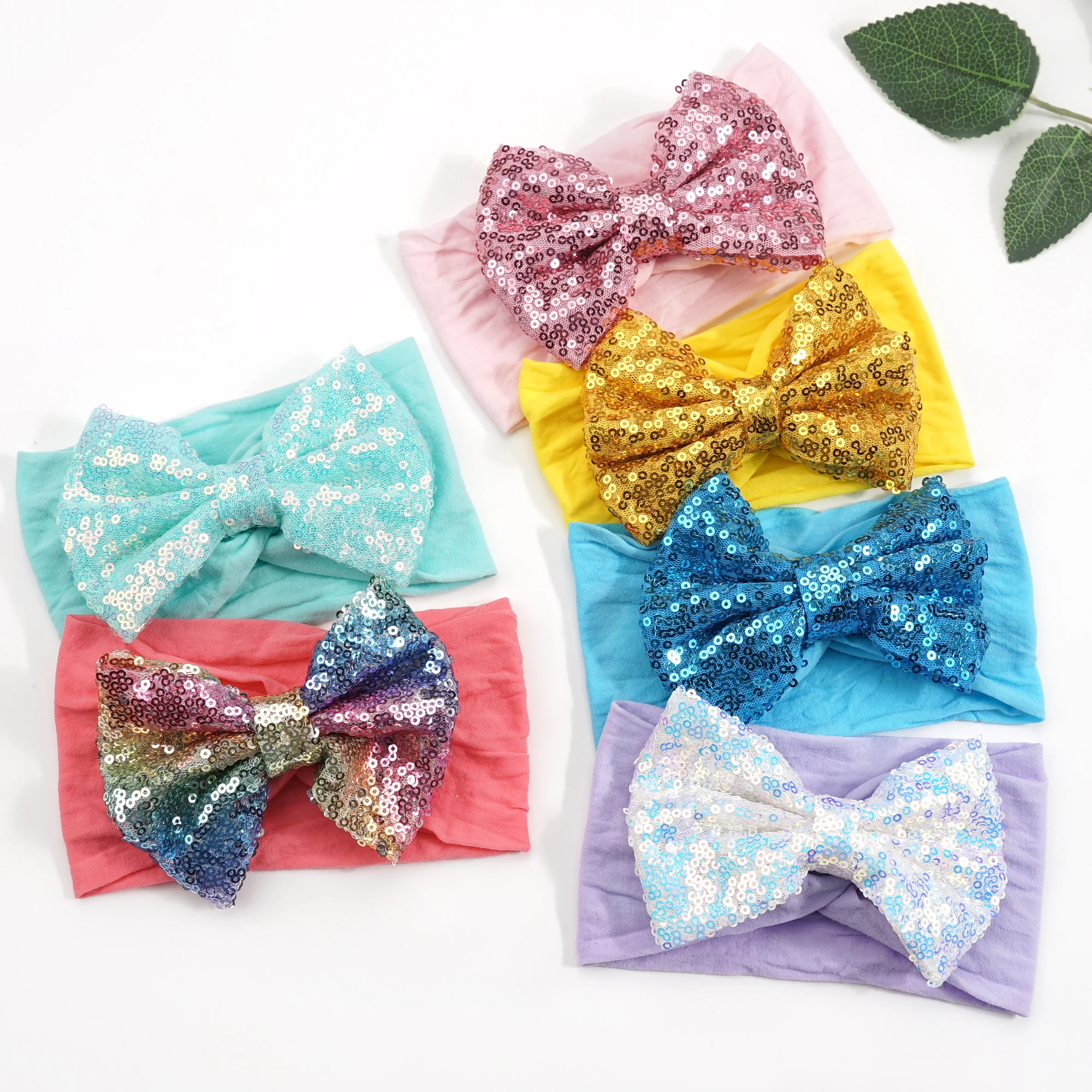 3 Pcs Super Stretchy Soft Baby Girl Headbands with 5