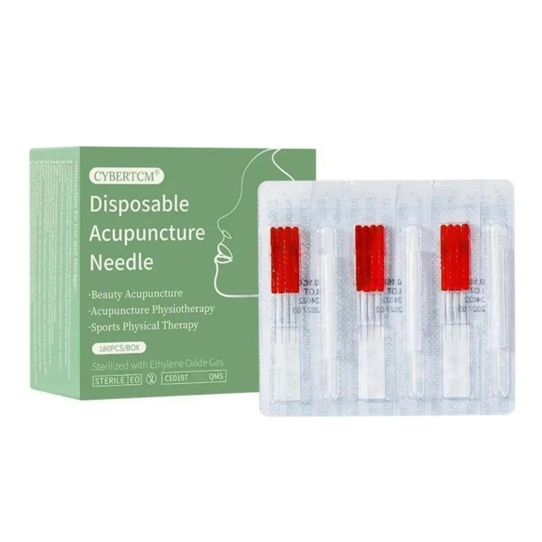 180pcs disposable sterile facial beauty acupuncture and moxibustion needles with tubes for facial lifting
