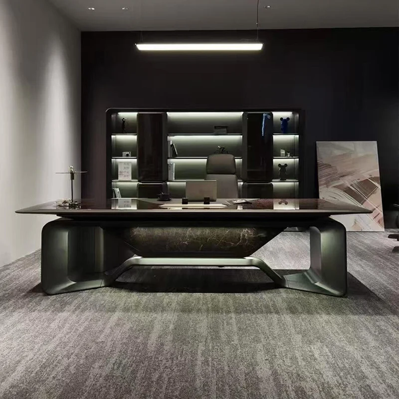 Premium Modern Executive Office Desk L-Shaped Boss Table with Storage for One-stop Procurement High-end Home Office Desk Sets