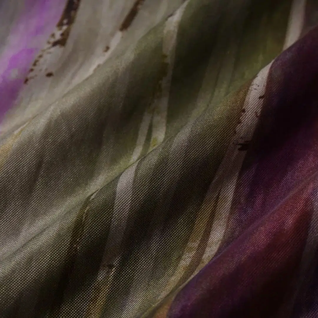 Copper-amine silk-viscose blended shirt with retro tie-dye striped design - long-sleeved shirt for men and women, suitable