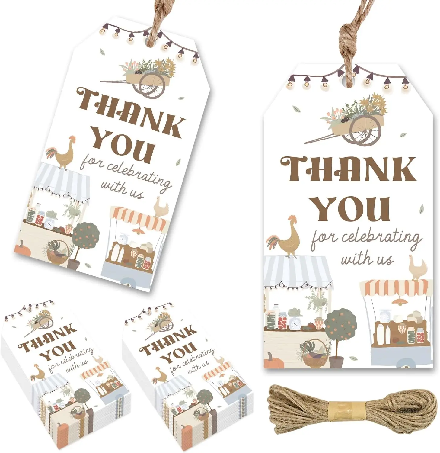 

Kreatwow 50PCS Farmers Market Thank You Tags Locally Grown Gift Tags Farmers Market Theme Thank You for Celebrating with Us Tags