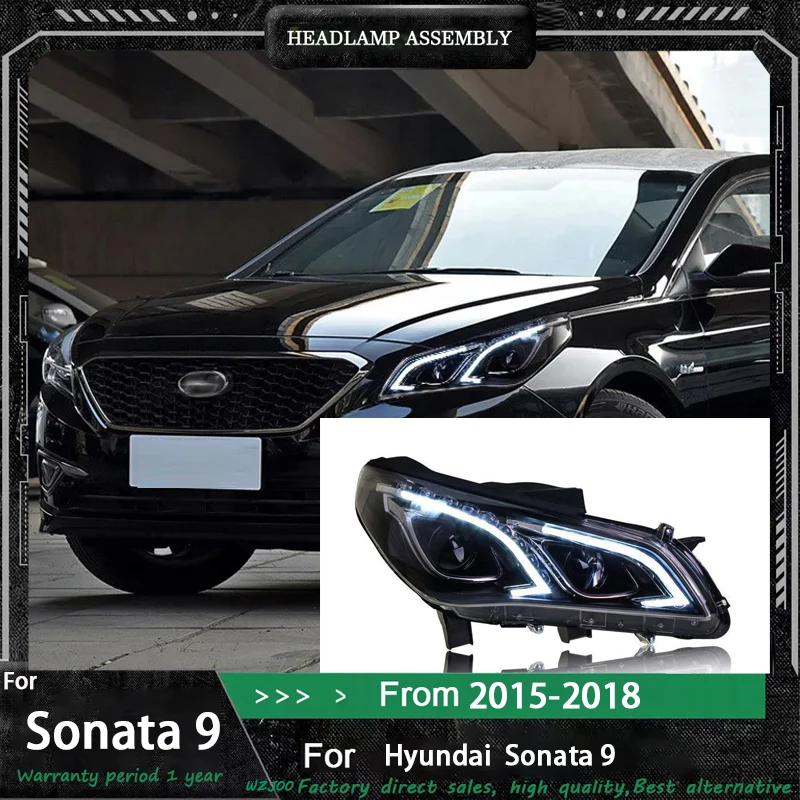 

Автомобильные фары для Hyundai Sonata 9GEN 2016-2019, светодиодные фары DRL, динамический сигнальный фонарь, биксеноновый луч, фара в сборе