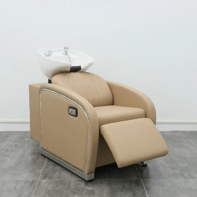 Modern Salon Furniture-Factory-Supplied Shampoo Hair Wash Chair with White Bowl Electric Shampoo Hair Wash Chair