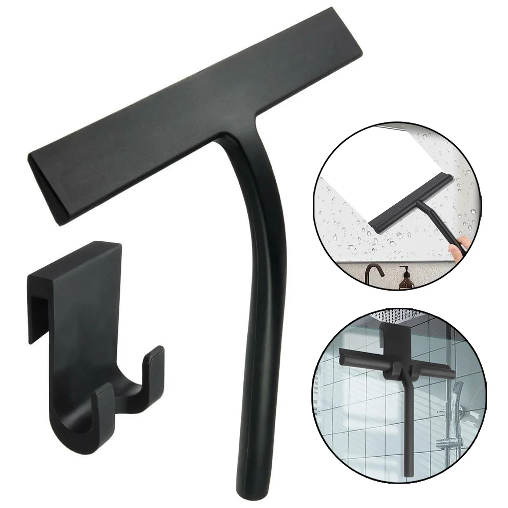 Bathroom Shower Squeegee Household Glass Wiper Window Mirror Silicone Scraper Shower Doors Hanging Squeegee Holder Cleaning Tool