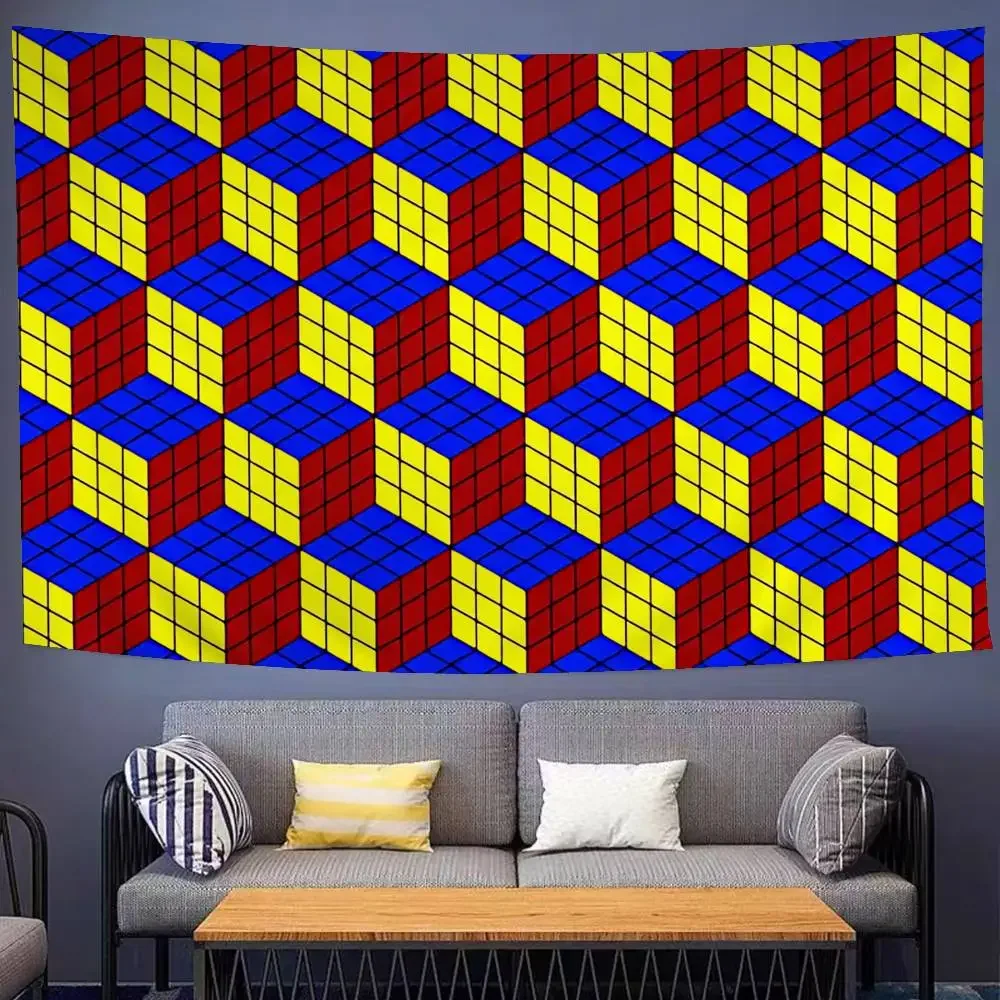 Funny R-Rubik C-Cube Hanging Bohemian Tapestry Bohemian Wall Tapestries Mandala Cheap Hippie Wall Hanging